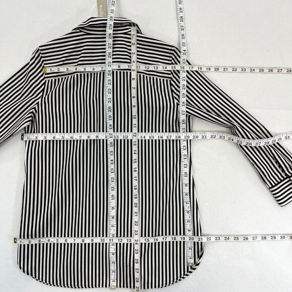 SOLD NWT CHICOS Size 0P Petite Small No-Iron Long Sleeve White Striped Shirt - Picture 14 of 16